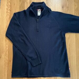 The‎ North Face Mens Medium Navy Quarter Zip Pullover Sweater Wool Blend Knit